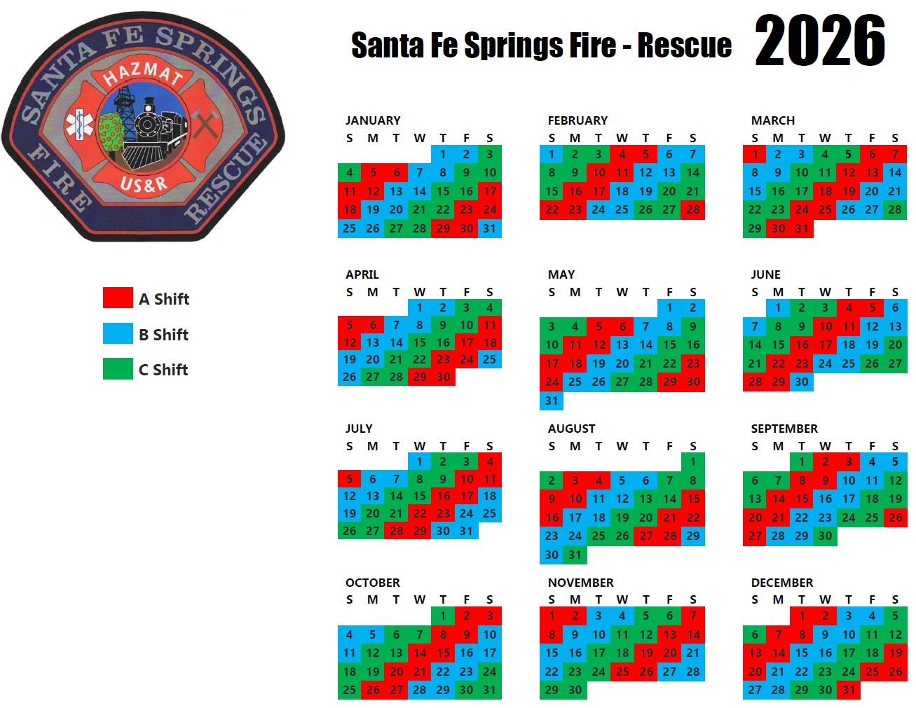 2026 Shift Calendar pic